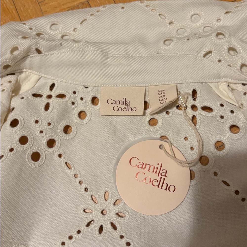 Camila Coelho White Eyelet Button-Up Jacket - Picture 9 of 9